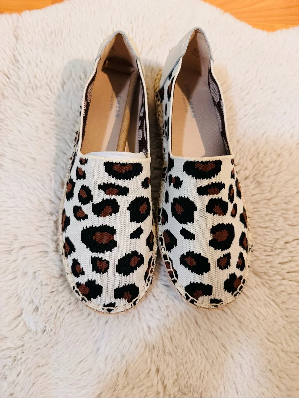 Cole Haan Leopard-Print Espadrilles in White, Brown, Black 7.5